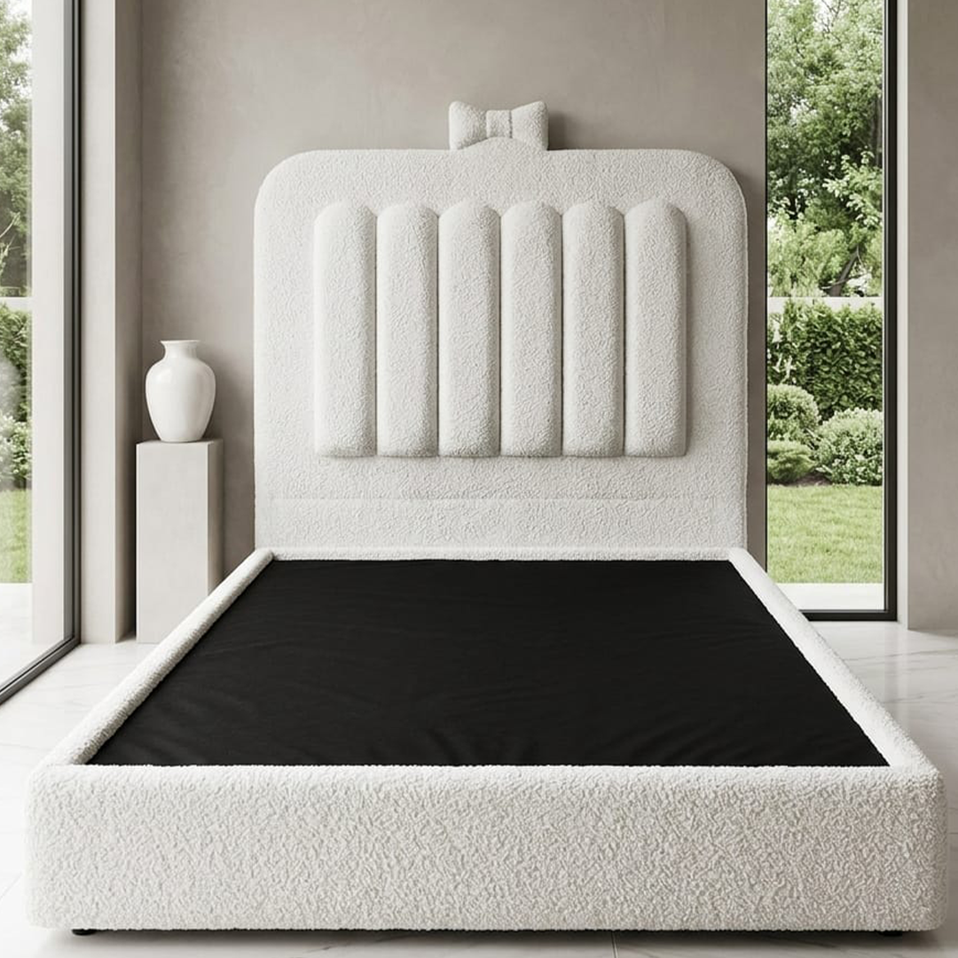 White Sherpa Bow Tie Headboard